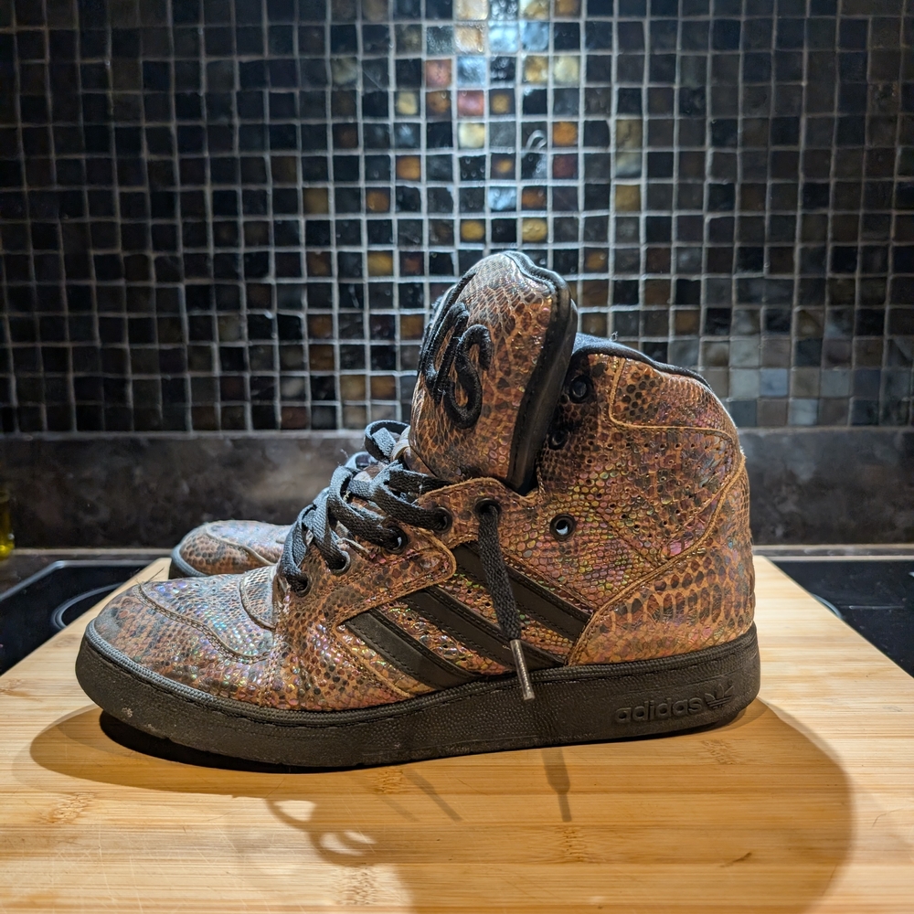 Jeremy Scott x Adidas Multicolor Snakeskin Sneakers